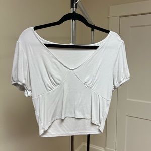 White Hollister Cropped Tee